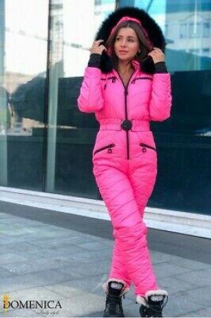 top shop women's clothes Women Winter Waterproof Ski Snowboard Sport Wear Suit Hooded Fox Fur Jumpsuit